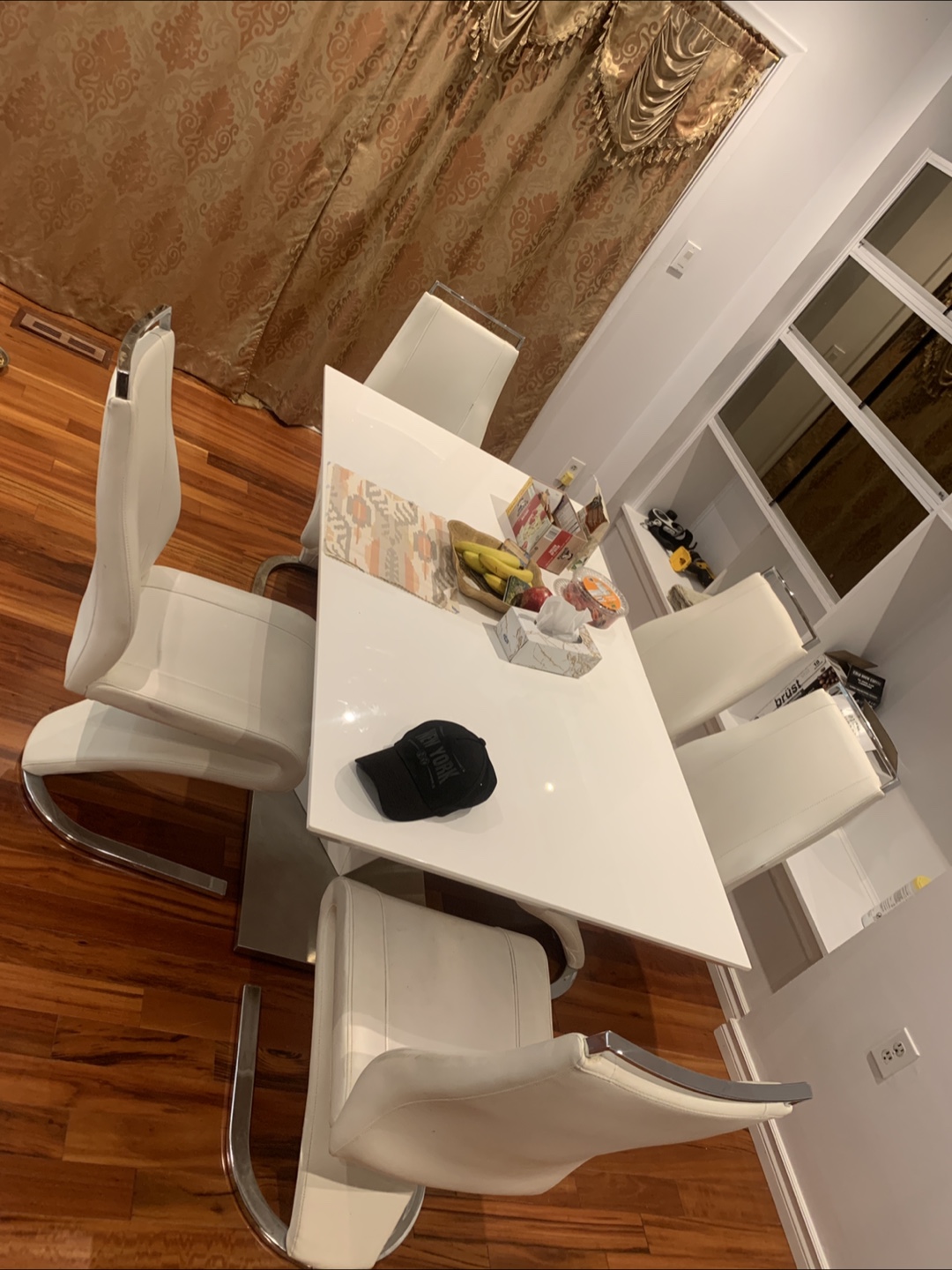 Modern White Dining Table with 6 Chairs