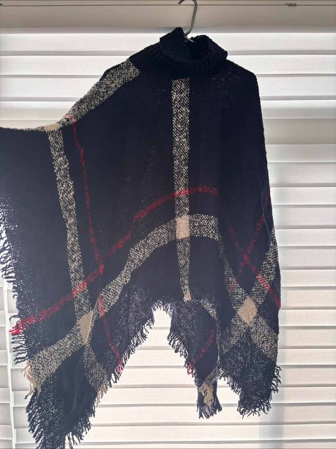 Striped Knit Tank Top & Plaid Poncho image indicator(3)