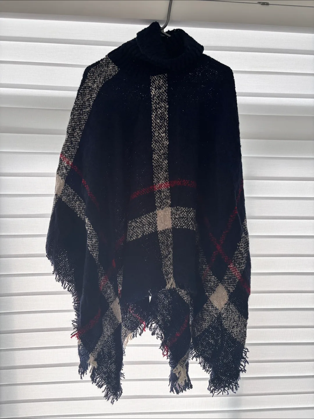 Striped Knit Tank Top & Plaid Poncho image indicator(2)