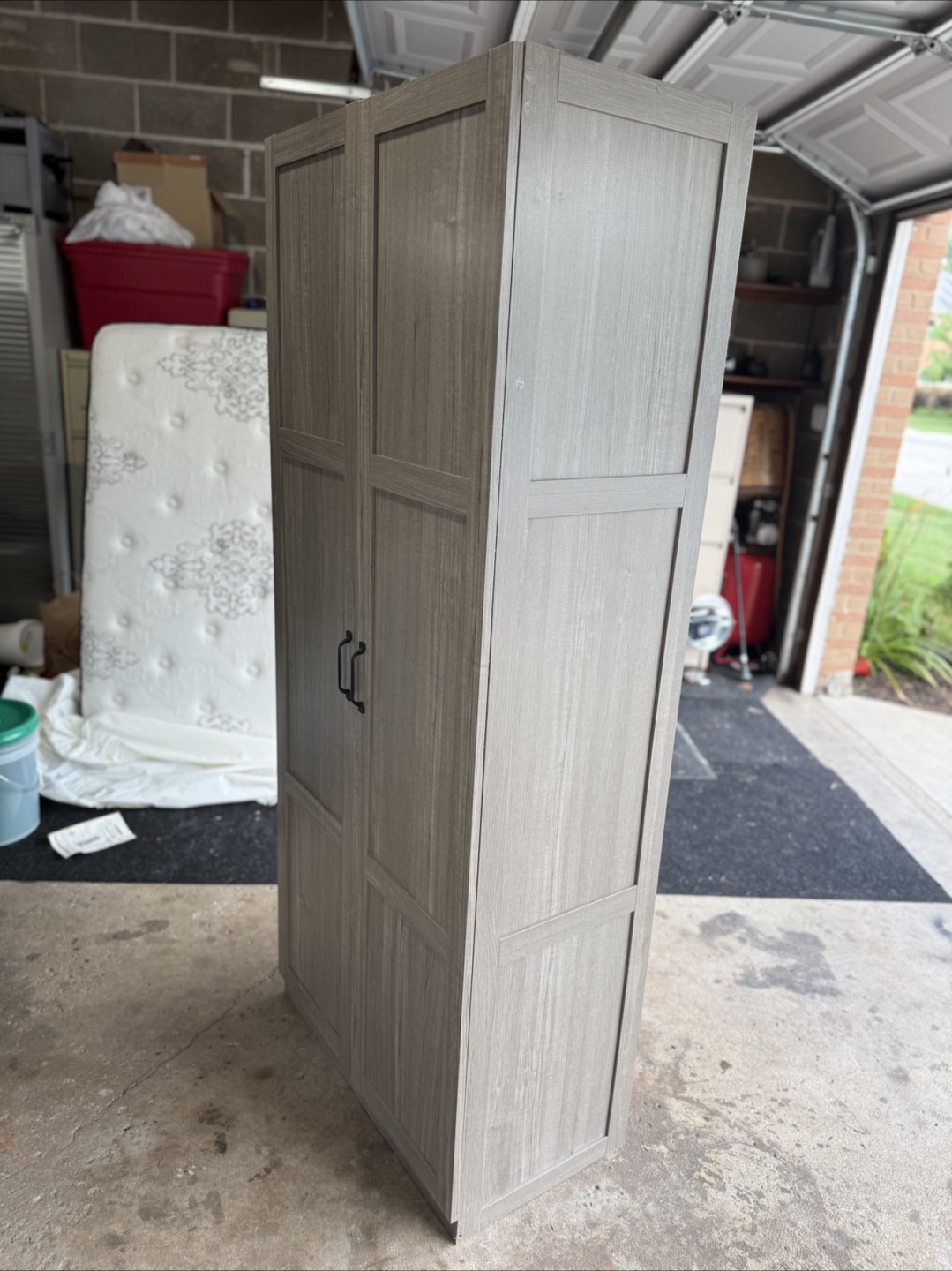Tall Gray Cabinet with Shelves - photo 3