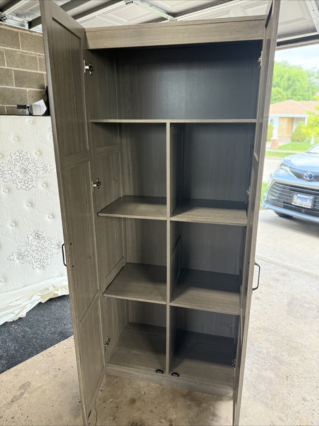 Tall Gray Cabinet with Shelves - photo 2