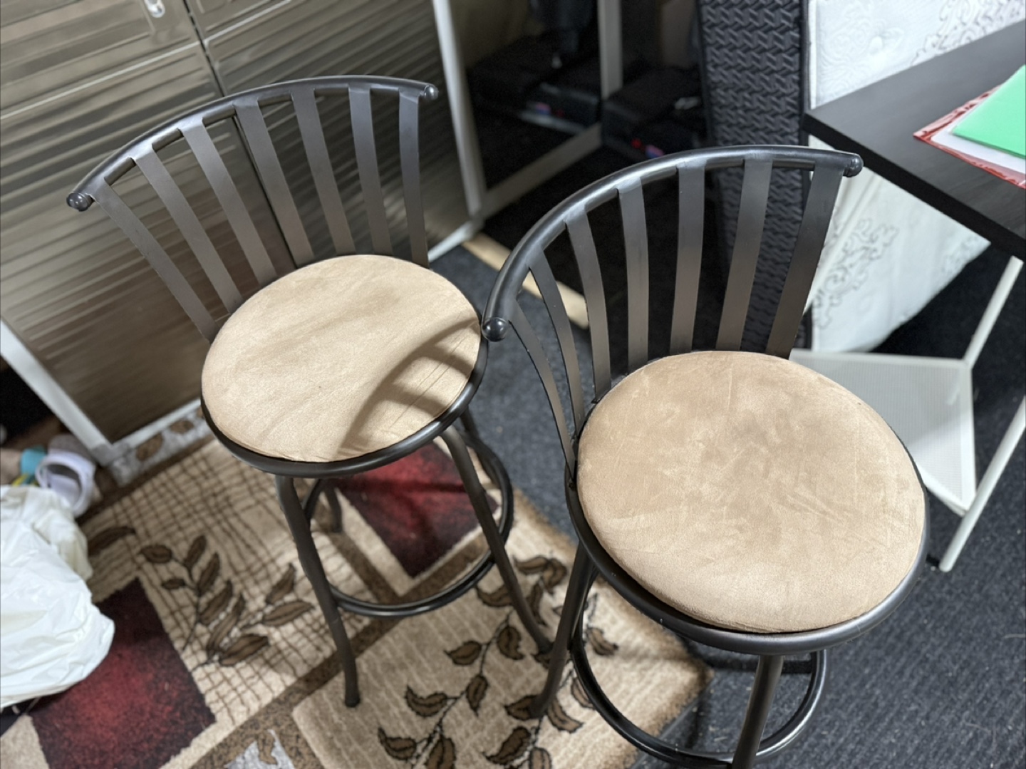 Set of 2 Bar Stools with Backrest