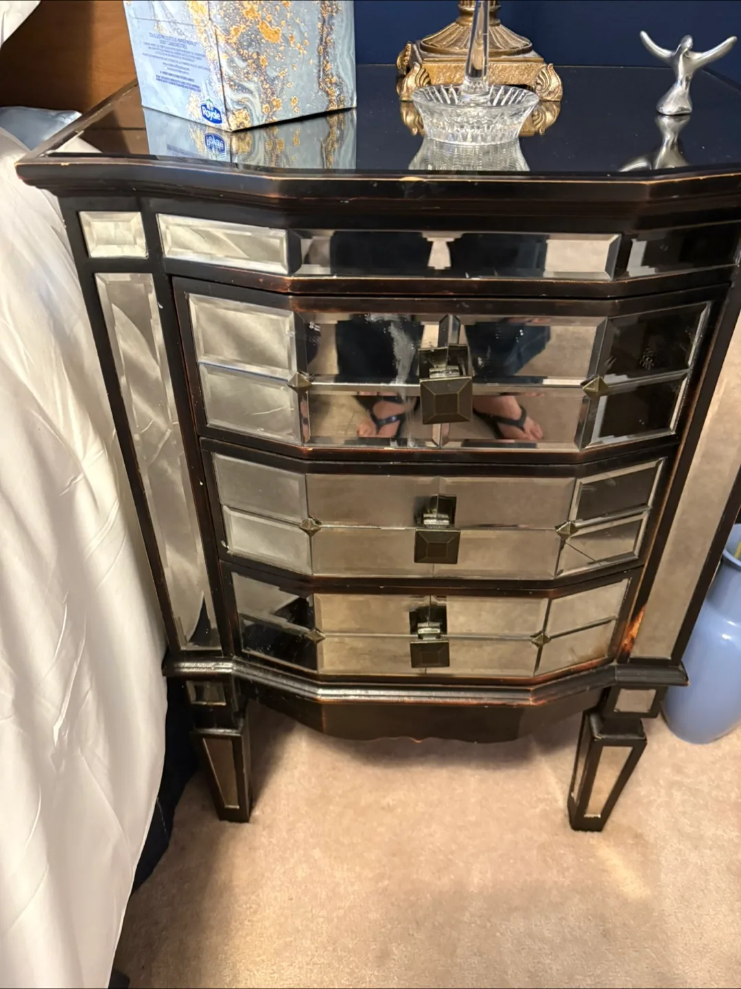 Mirrored 3-Drawer Nightstand thumbnail