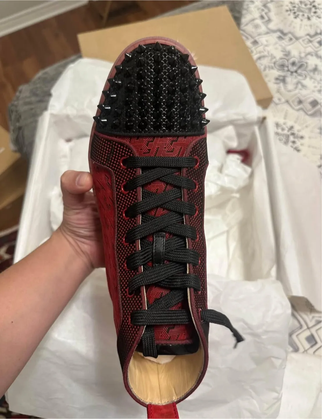 Christian Louboutin Red High-Top Sneakers image indicator(2)