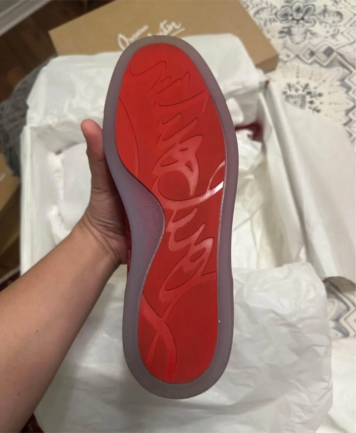 Christian Louboutin Red High-Top Sneakers image indicator(6)