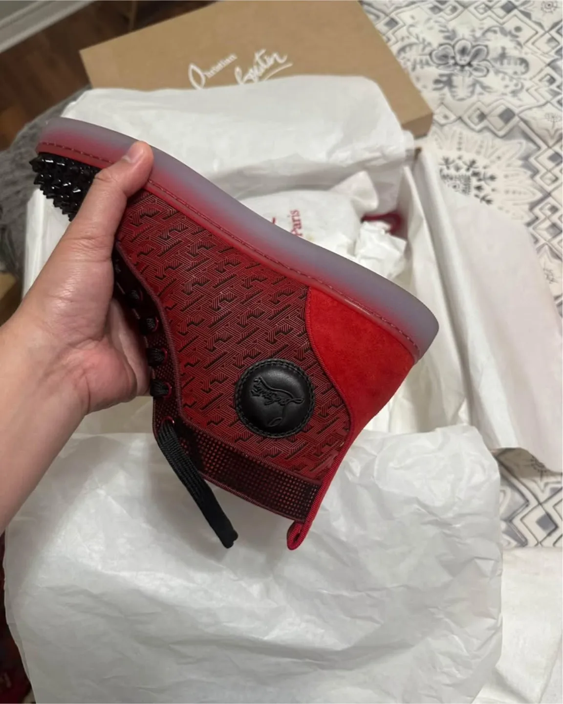 Christian Louboutin Red High-Top Sneakers image indicator(4)