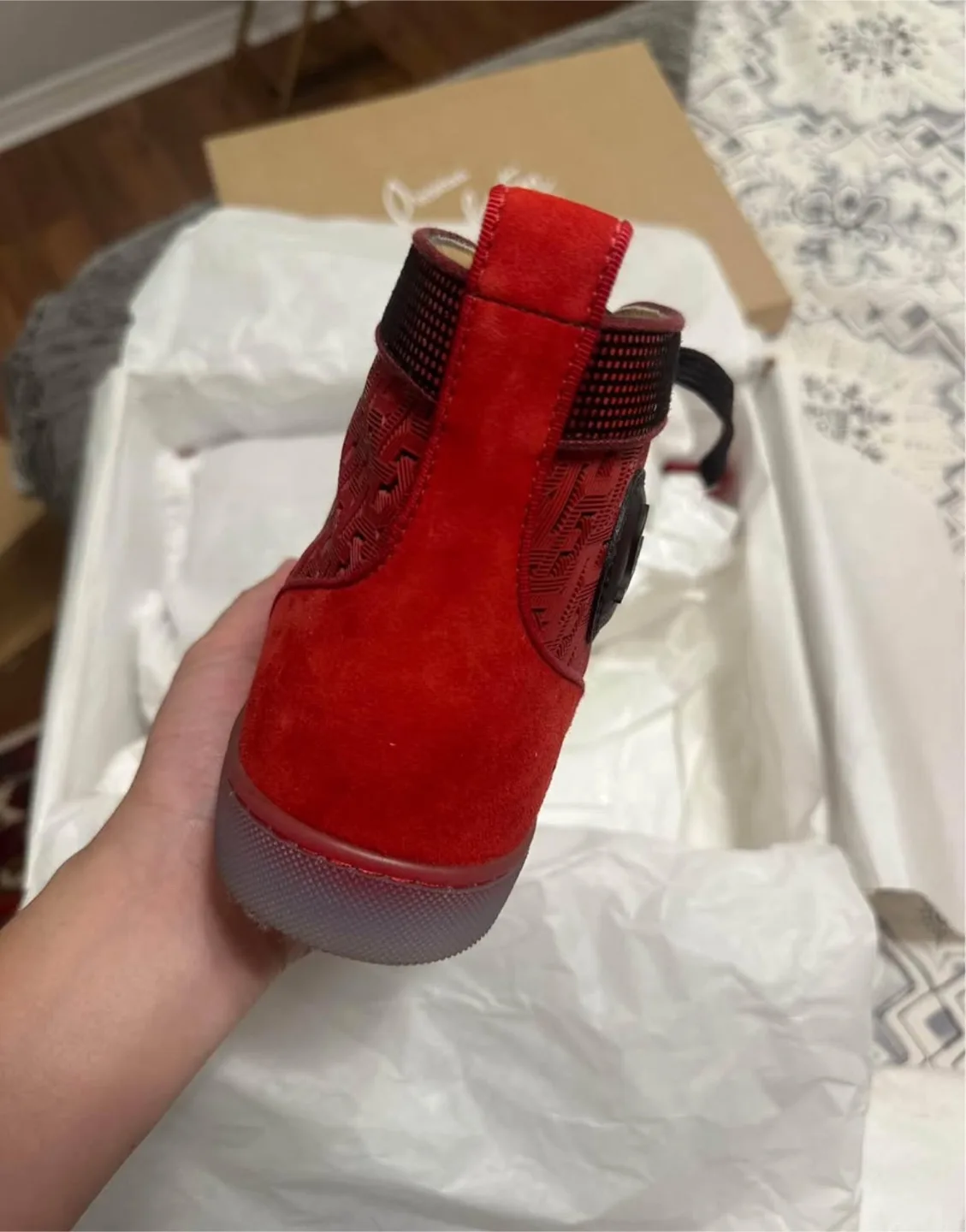 Christian Louboutin Red High-Top Sneakers image indicator(5)