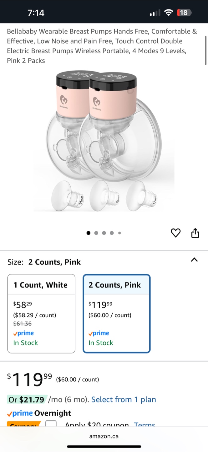 Bellababy Wearable Breast Pumps - Pink (2-Pack)
