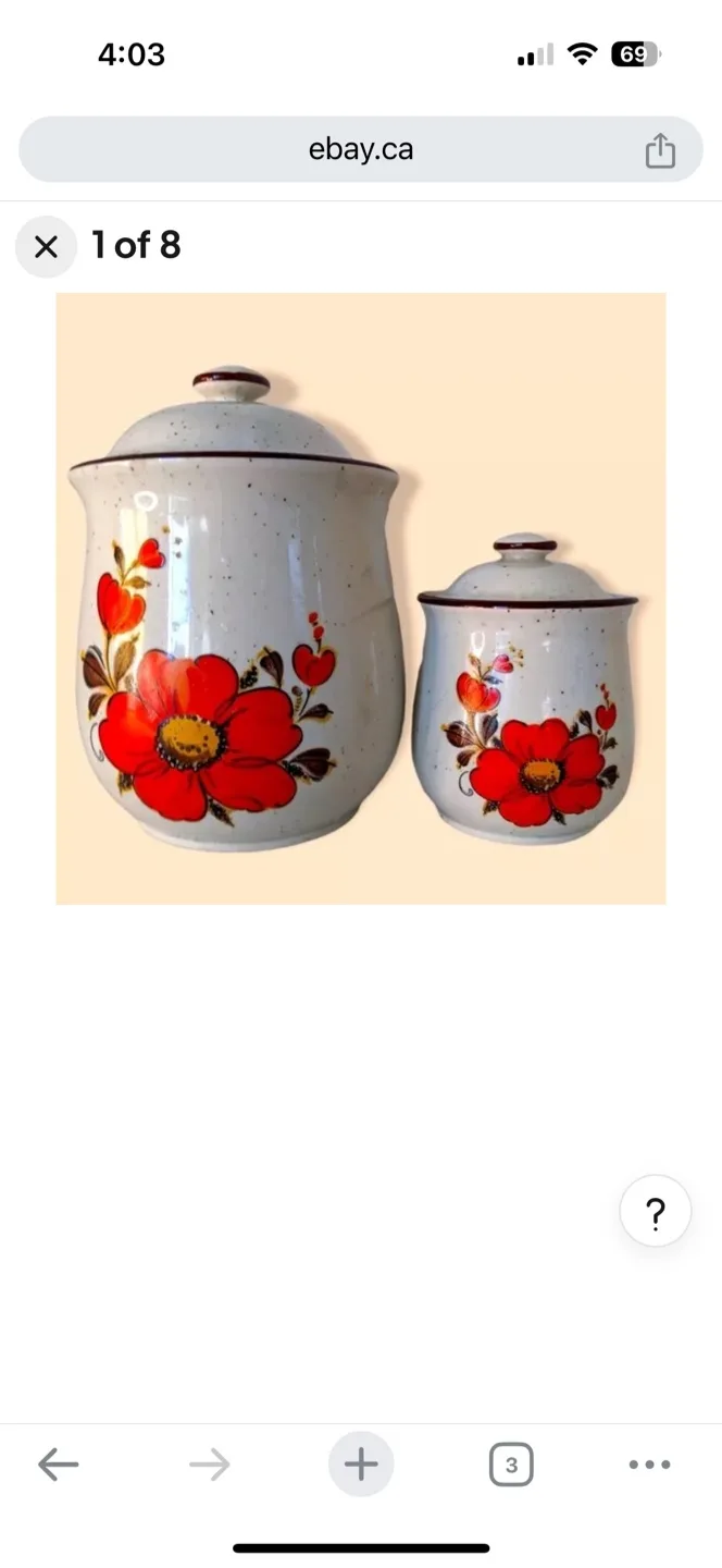 Vintage Poppy Valencia Stoneware Canisters thumbnail