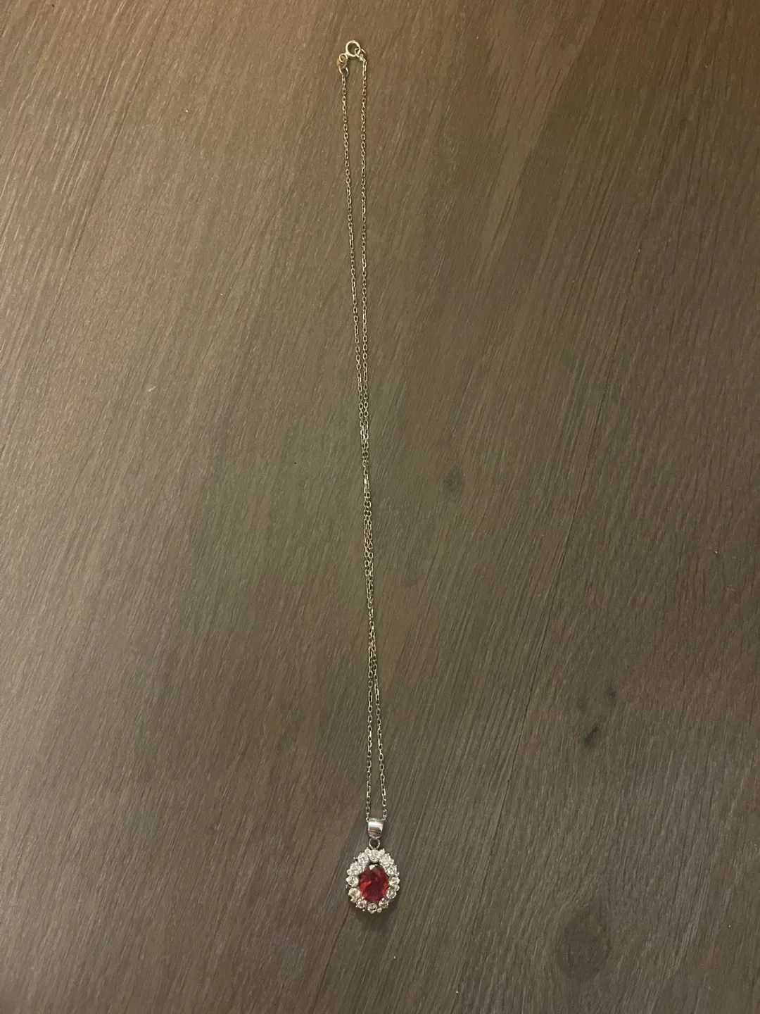 Pure Silver (925)Necklace with Ruby Pendant image indicator(3)