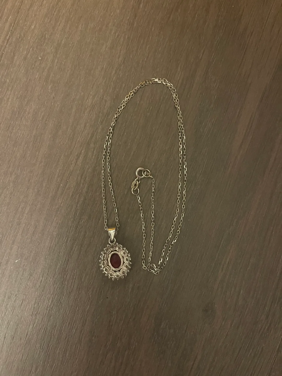 Pure Silver (925)Necklace with Ruby Pendant image indicator(2)