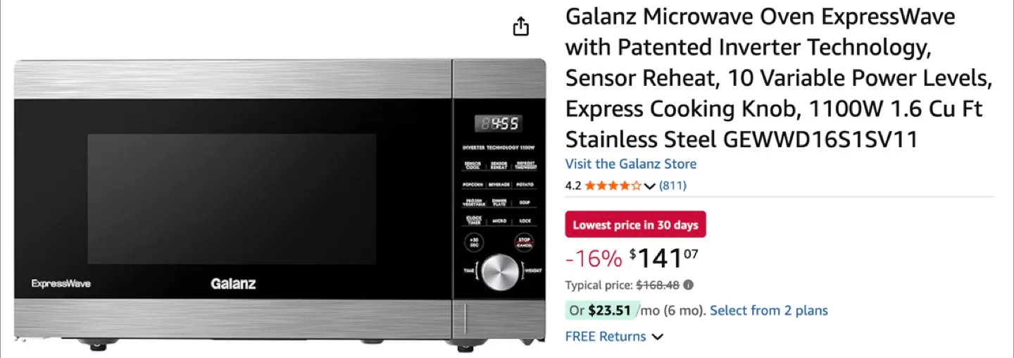 Galanz ExpressWave Microwave Oven 1.6 Cu Ft thumbnail