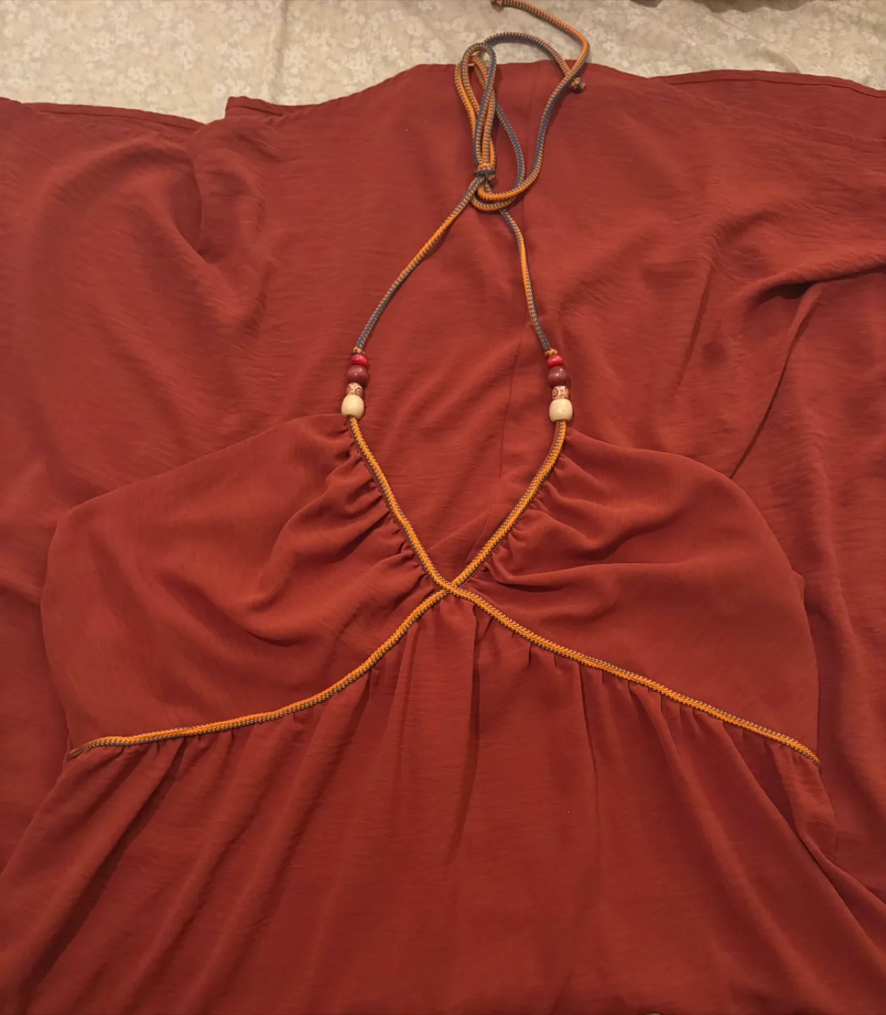 Burnt Orange Halter Dres thumbnail