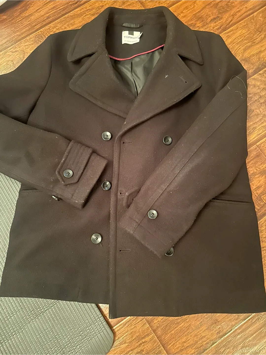 Topman Black Pea Coat thumbnail