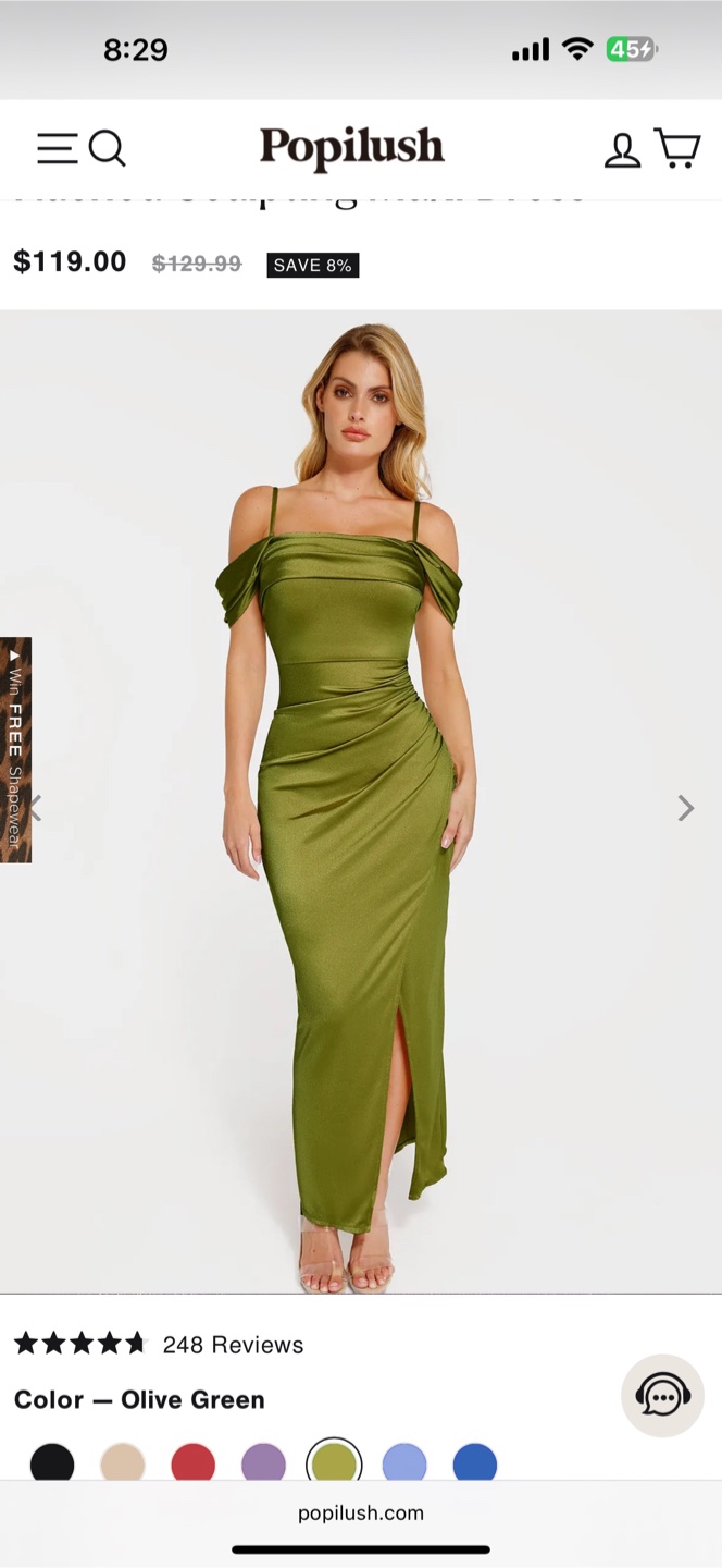 Popilush Olive Green Dress, Size L
