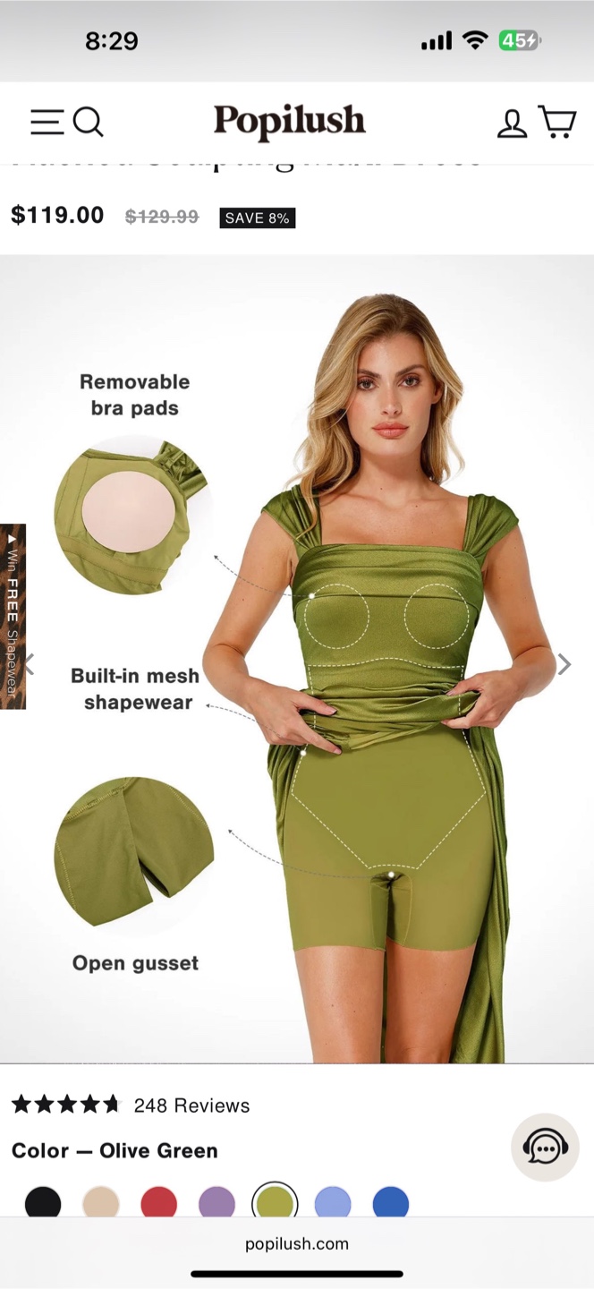 Popilush Olive Green Dress, Size L - photo 2