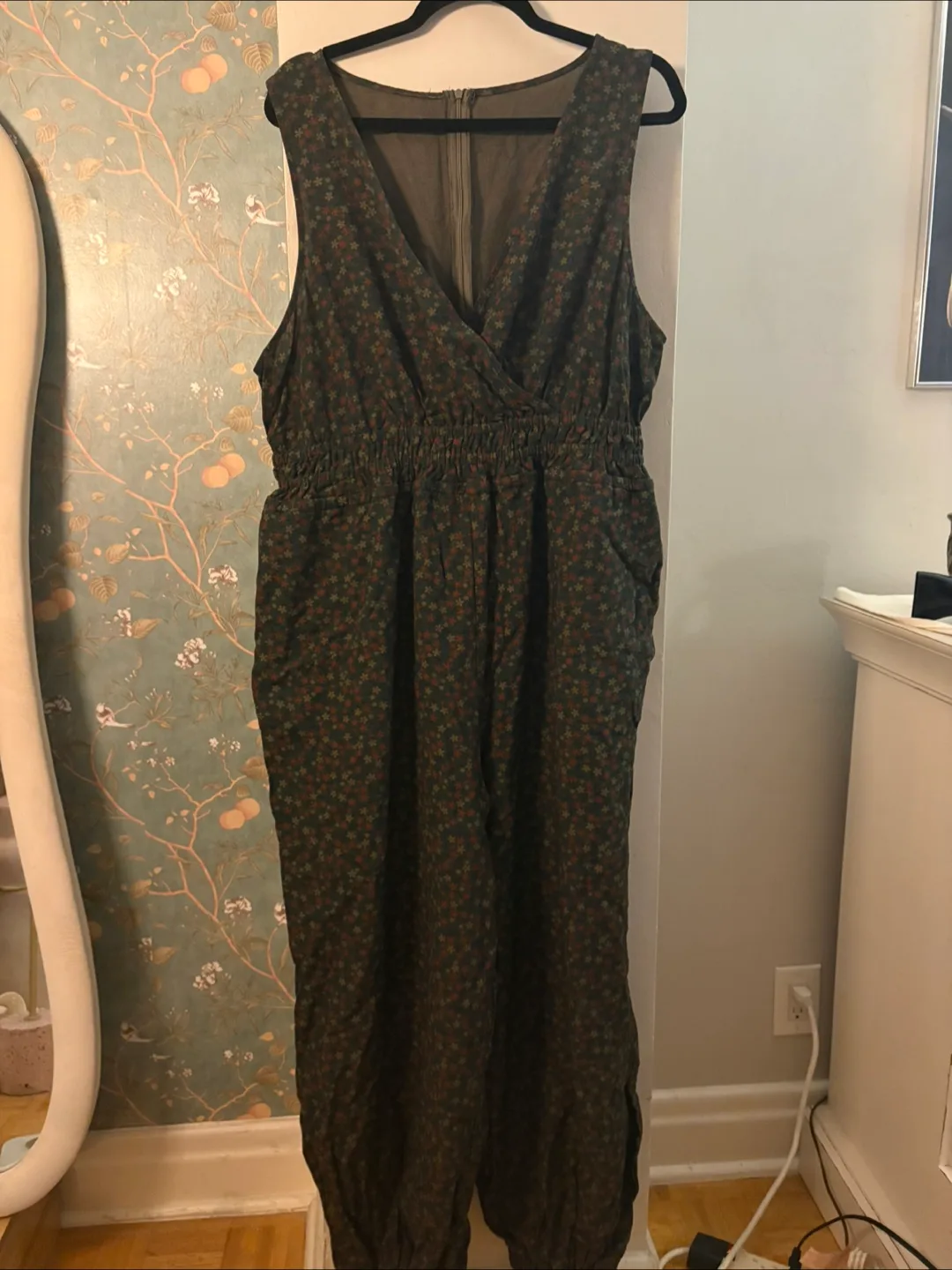 Woven V-Neck Floral Jumpsuit thumbnail