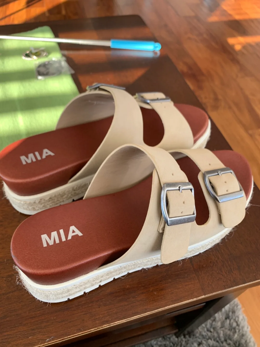 MIA Beige Espadrille Sandals - Size 8 thumbnail