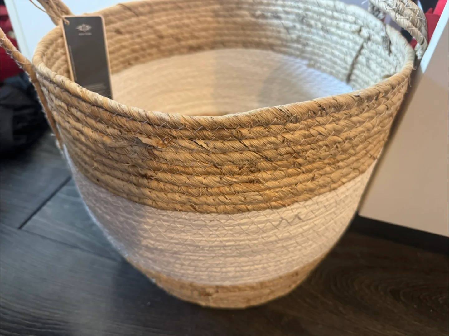 Indigo Jute Basket - Natural & White thumbnail