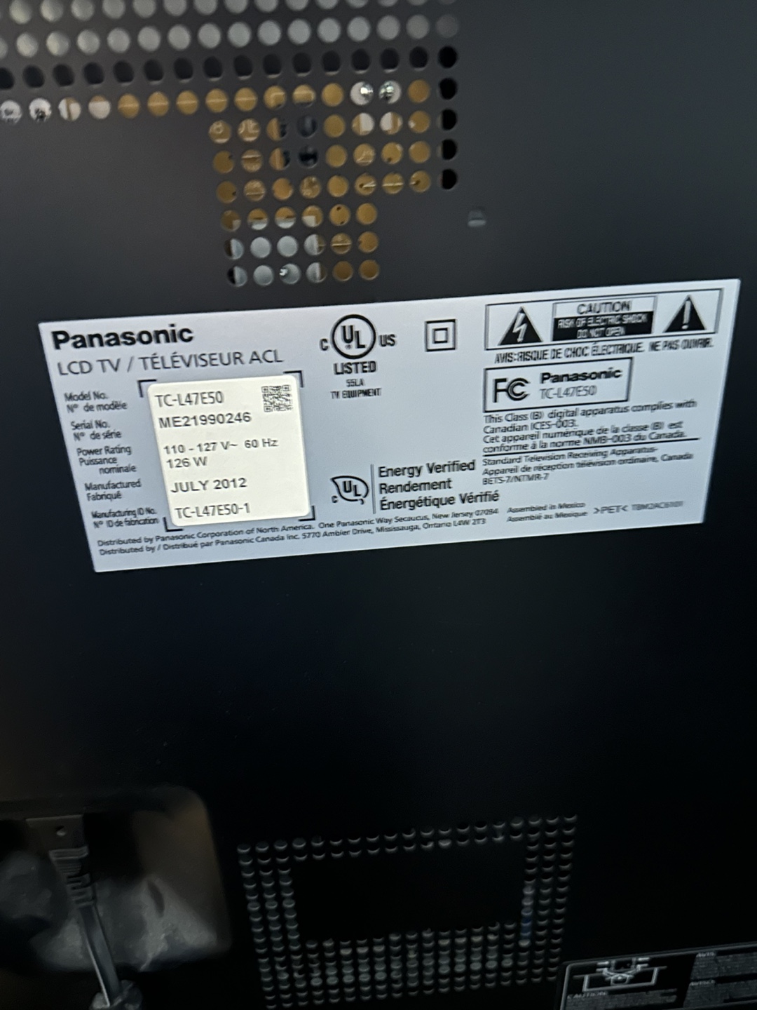 Panasonic 47" LCD TV - TC-L47E50 - photo 3