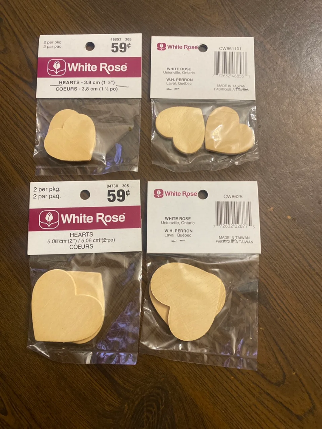 White Rose Wooden Hearts - Craft Supplies thumbnail