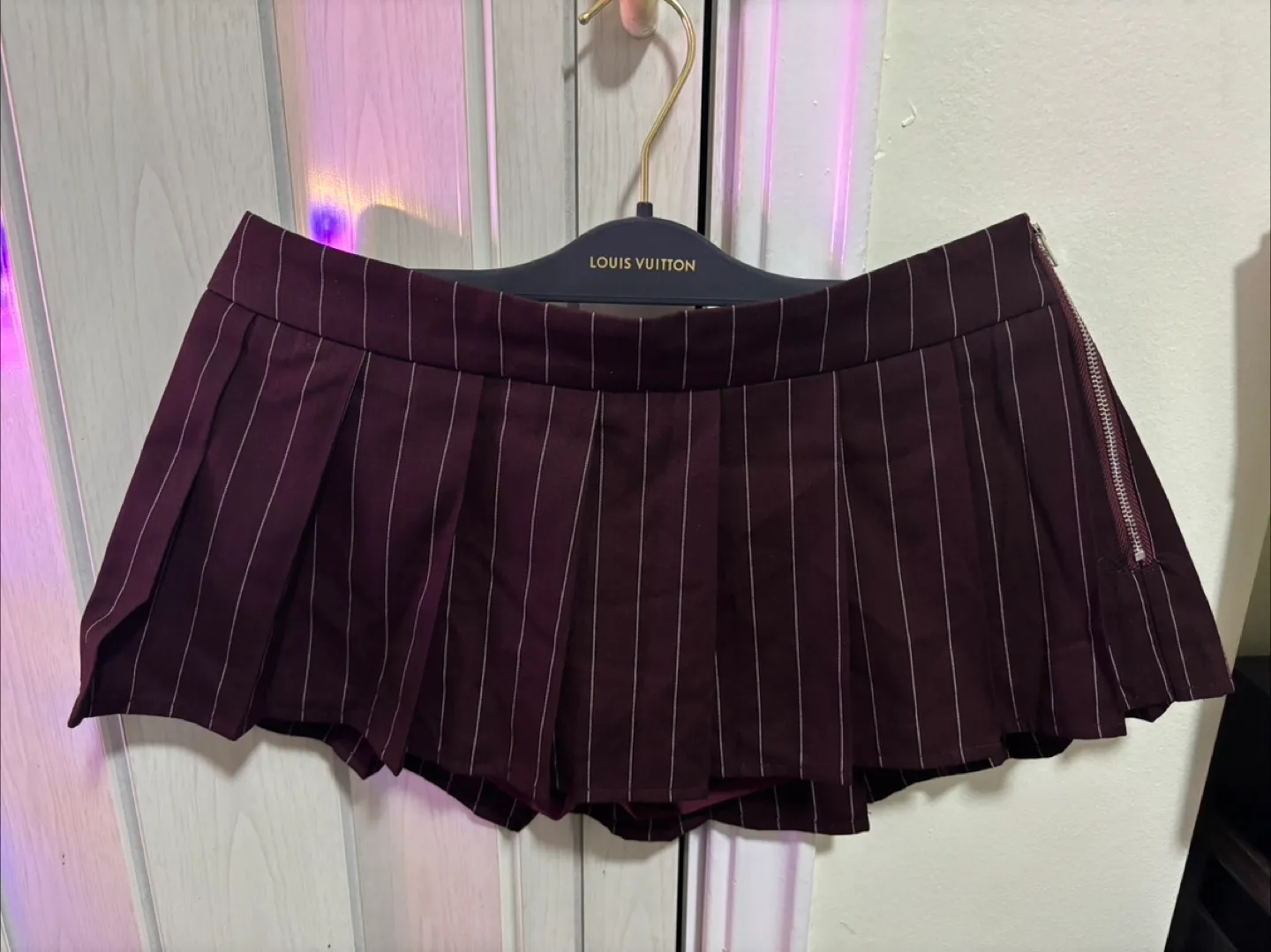 Pinstripe Low Rise Pleated Micro Skort thumbnail