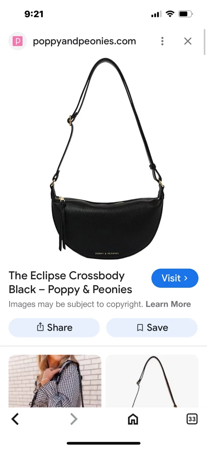 Poppy & Peonies Eclipse Crossbody - Black thumbnail