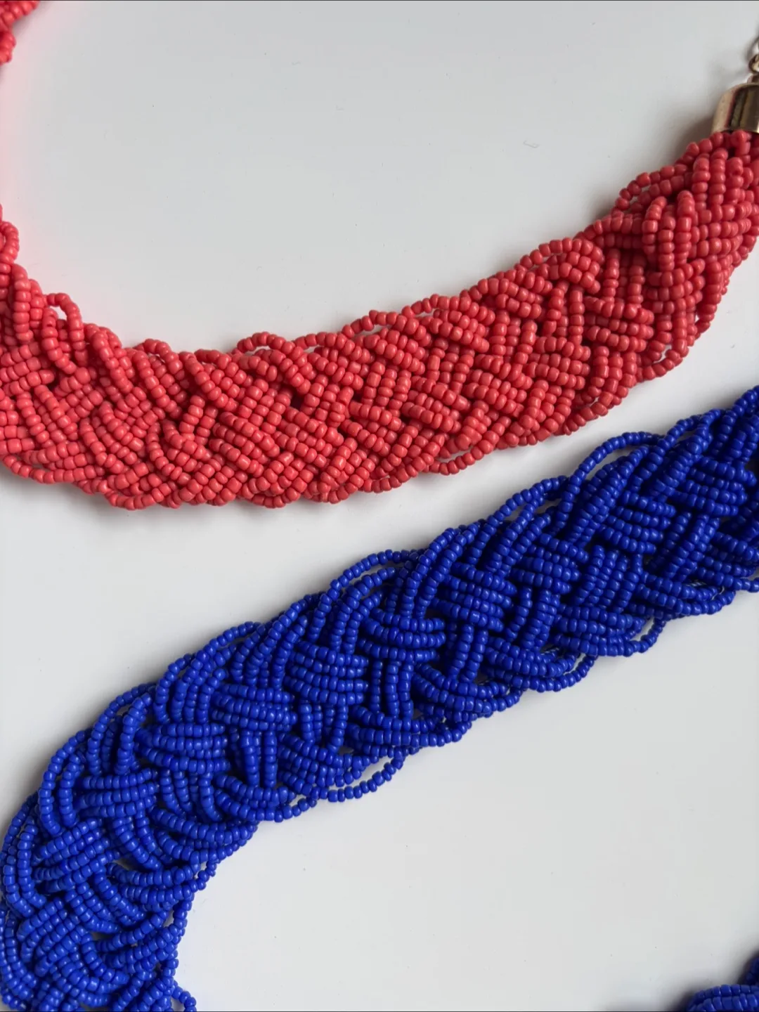 Beaded Necklace - Blue and coral thumbnail