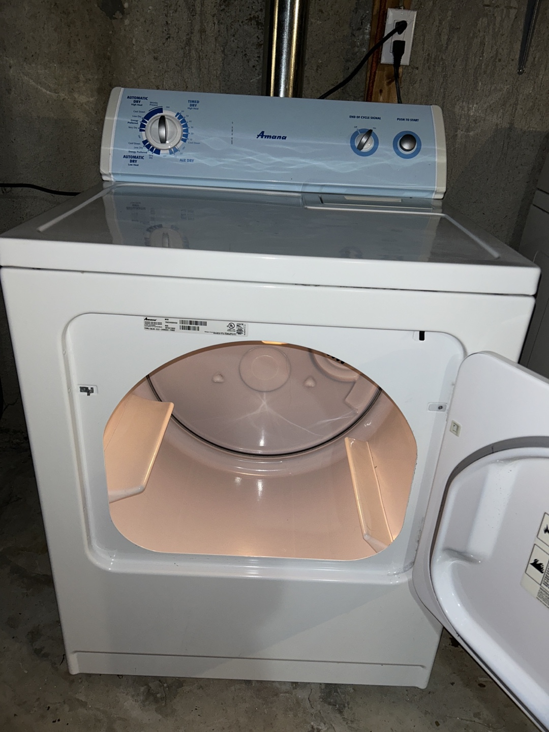 Washer & Dryer Set – Amana – Working Condition – Basement Pickup - photo 3
