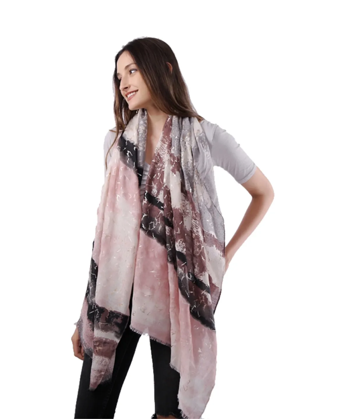 Pink Patterned Shawl/Hijab/Scarf thumbnail