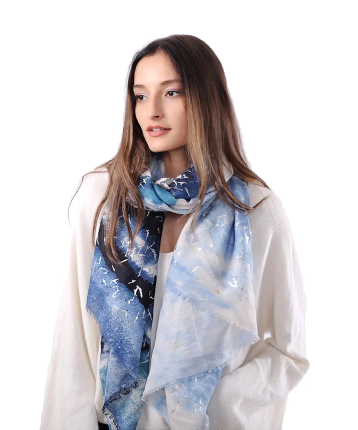 Blue Patterned Shawl/Hijab/Scarf thumbnail
