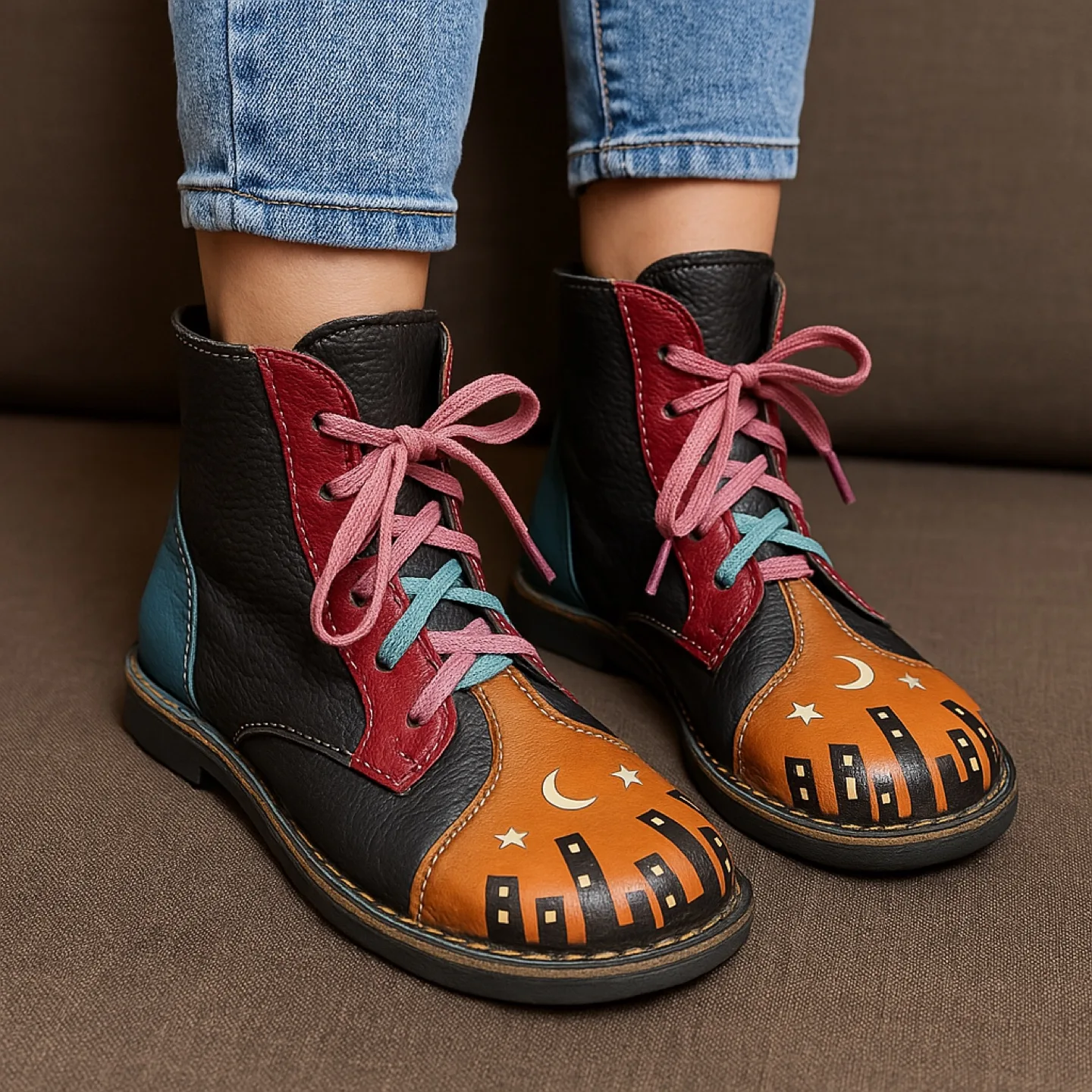 Women Go Mad Leather Ankle Boots thumbnail