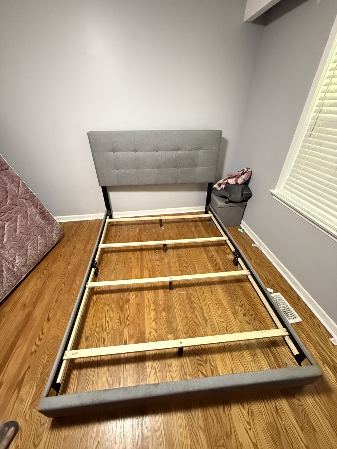 Upholstered Platform Bed Frame - Grey queen size
