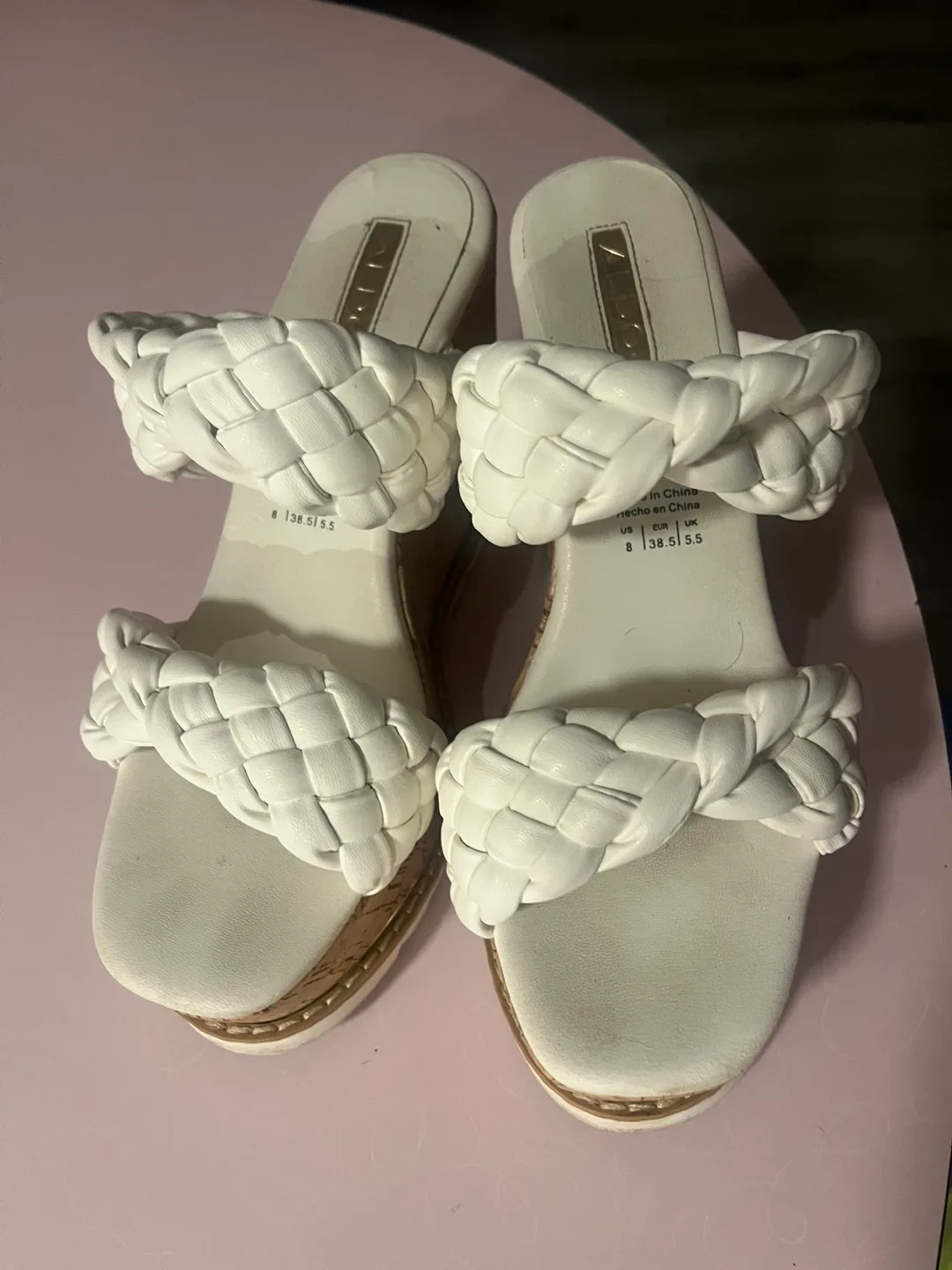 Nia White Woven Wedge Sandals - Size 8 image indicator(2)