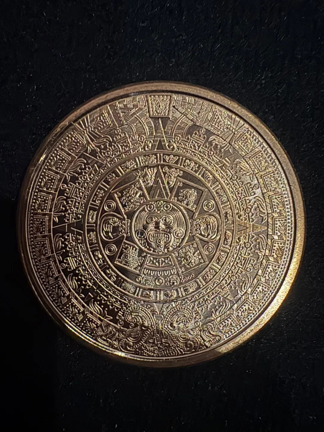 Aztec Calendar One Ounce Copper Round thumbnail