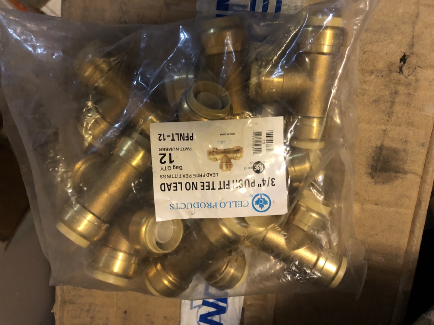 Cello Products 3/4" Push Fit Tee