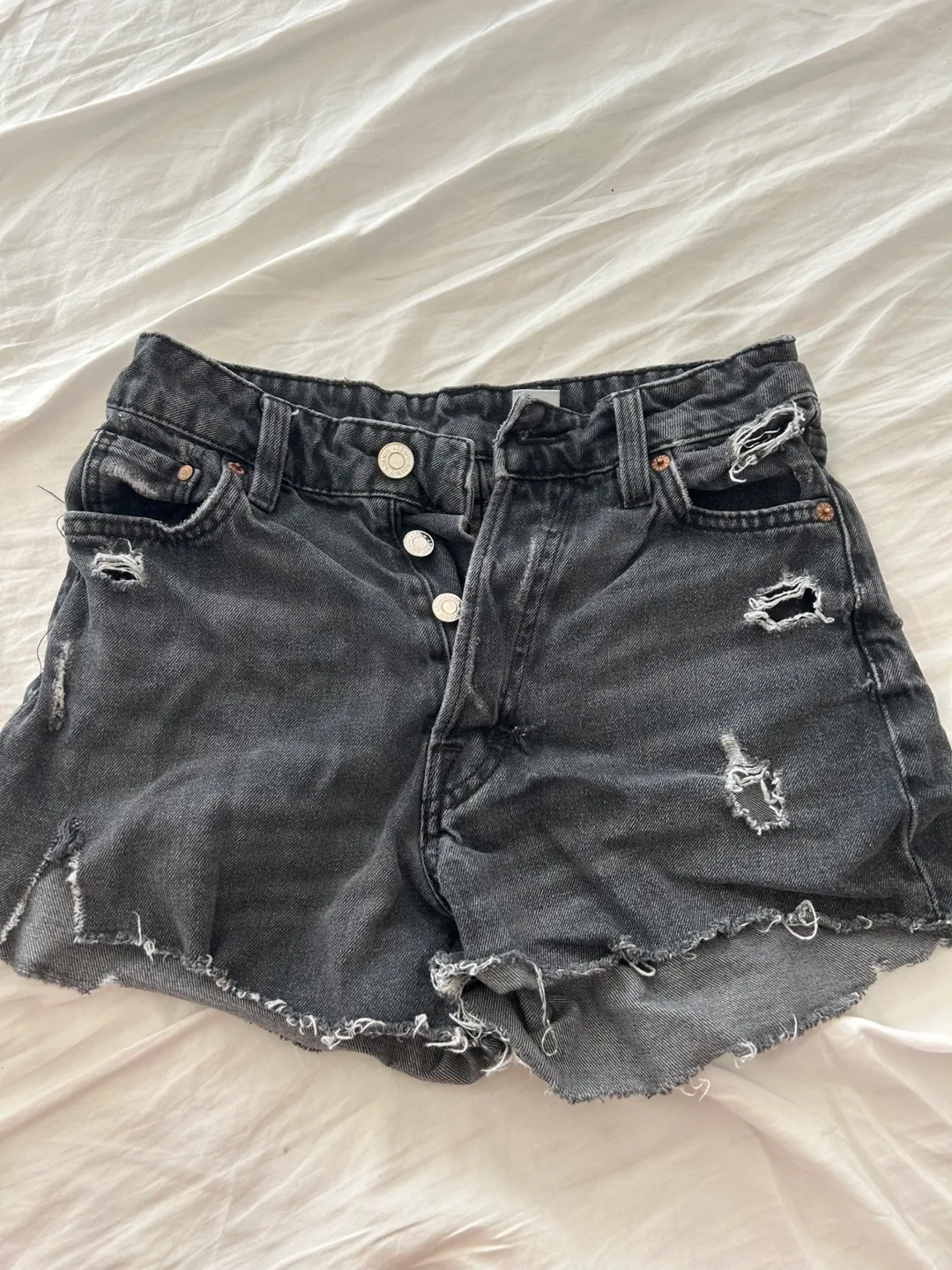 Denim Ripped Black Shorts thumbnail