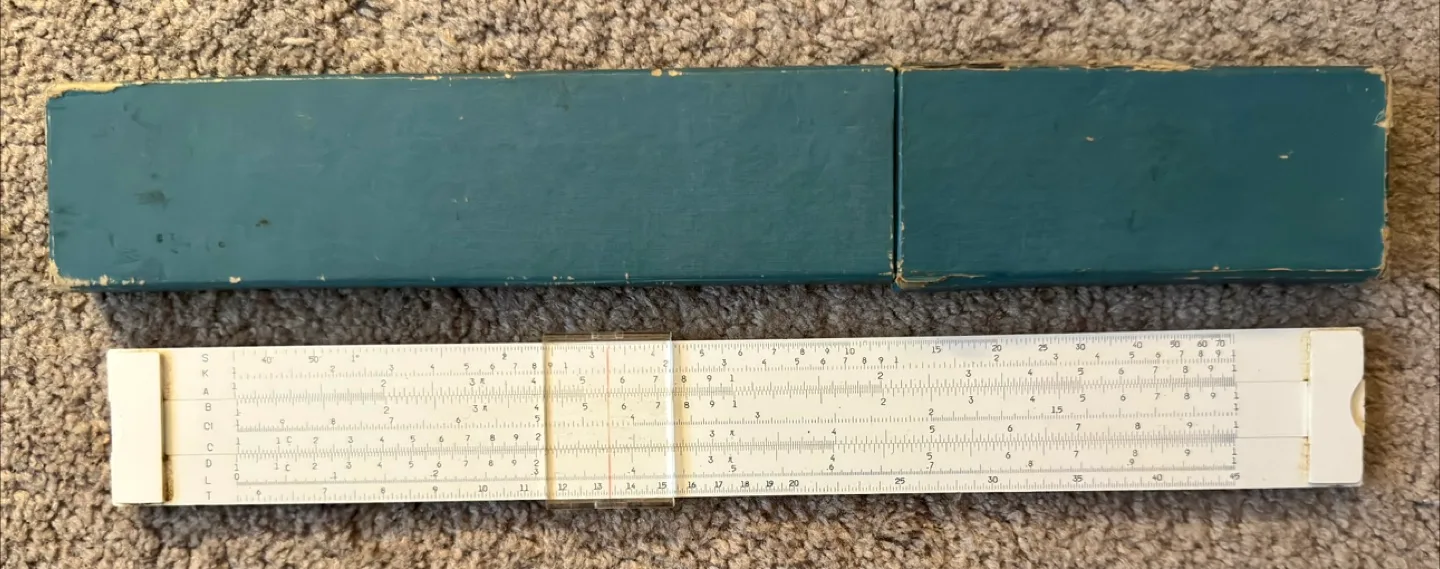 Vintage Mannheim Acu-Math No. 400 slide rule with Case image indicator(2)