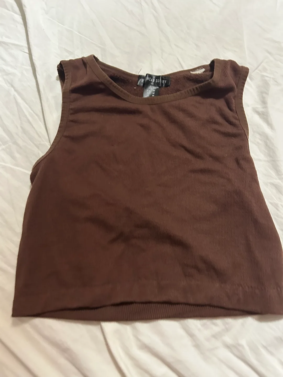 H&M Sleeveless Brown Crop Top thumbnail