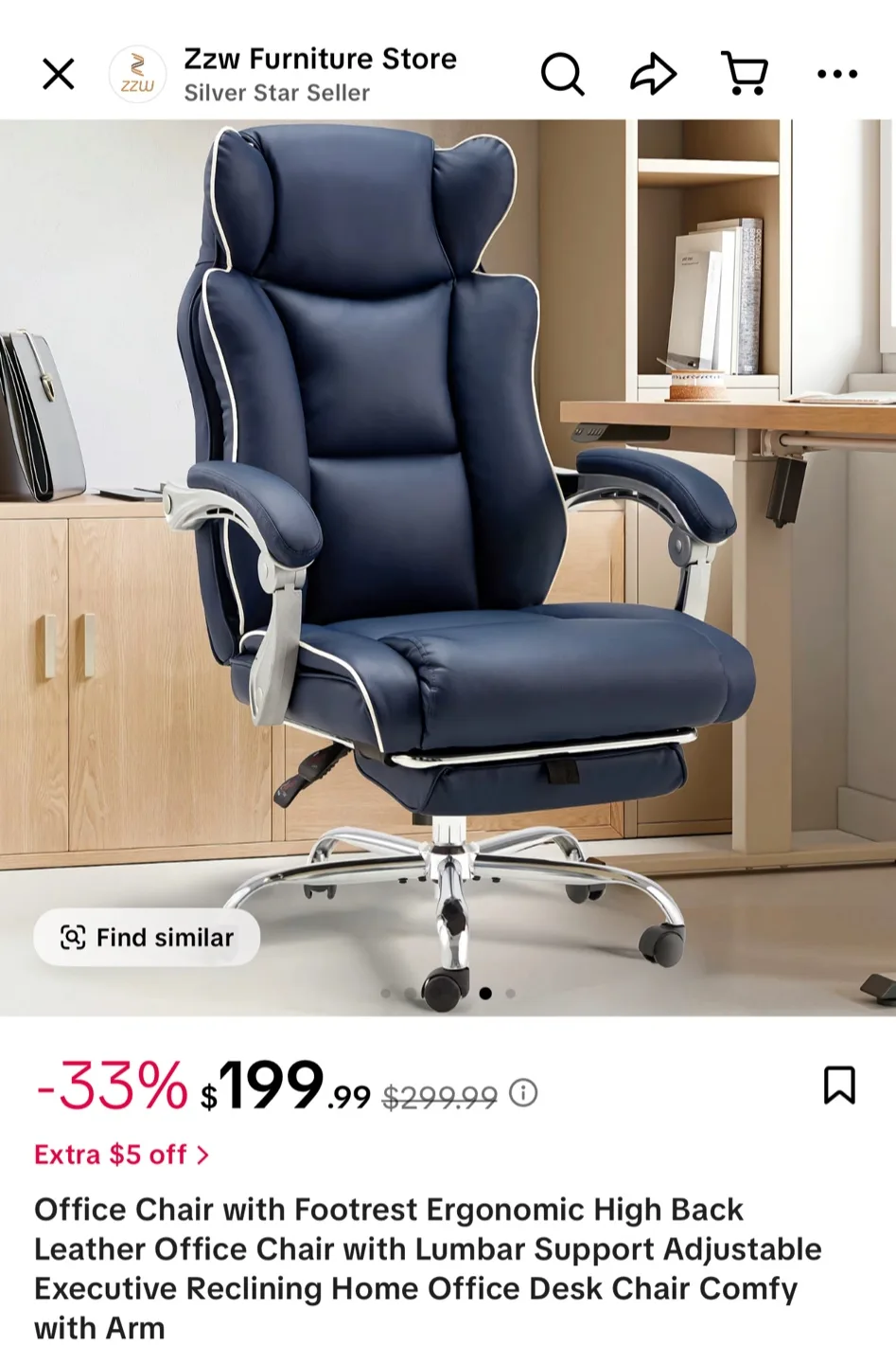 Zzw Furniture Ergonomic High Back Leather Office Chair thumbnail