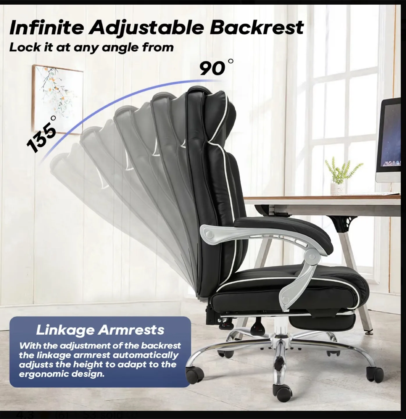 Zzw Furniture Ergonomic High Back Leather Office Chair image indicator(3)