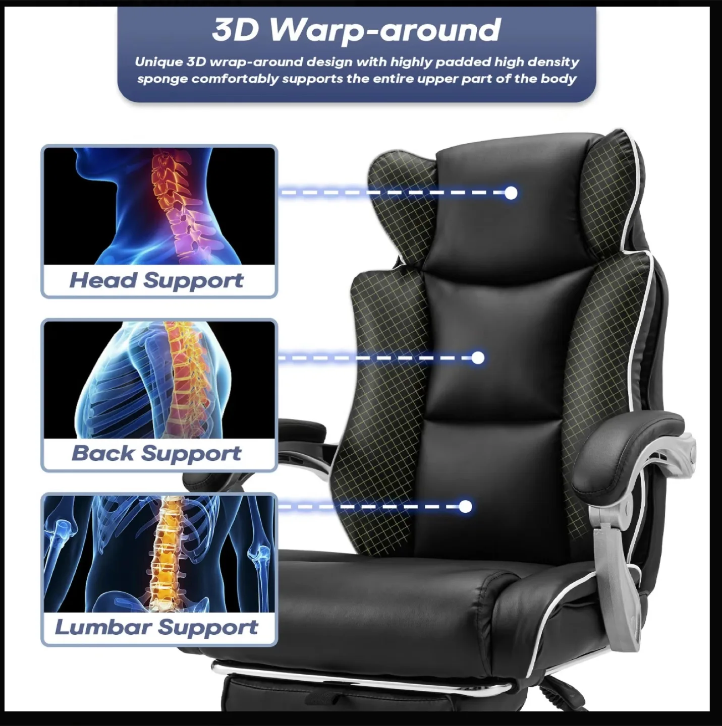 Zzw Furniture Ergonomic High Back Leather Office Chair image indicator(4)