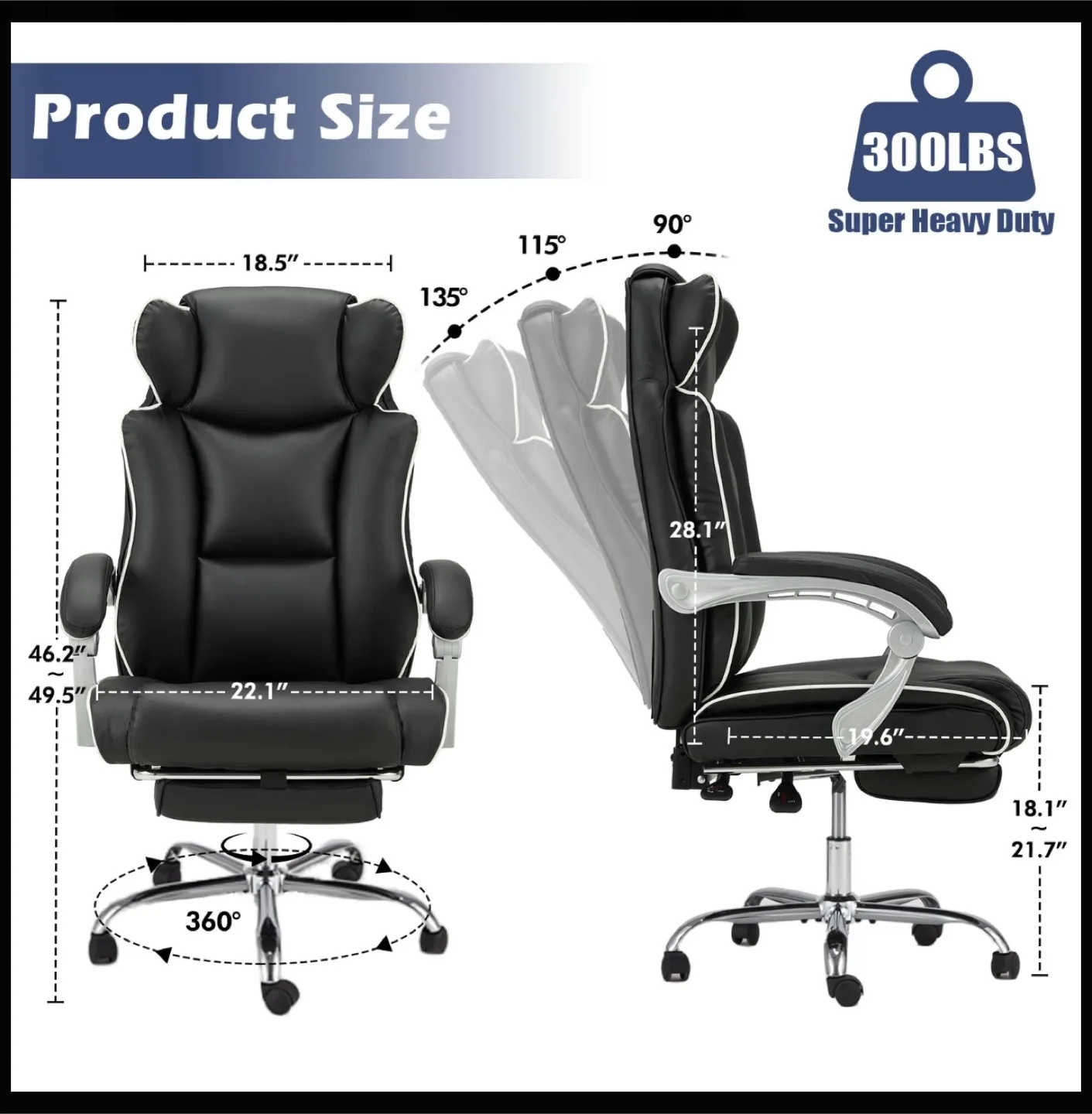 Zzw Furniture Ergonomic High Back Leather Office Chair image indicator(7)