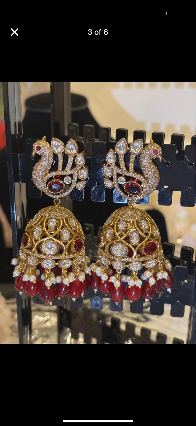 Jhumka Earrings - Peacock Design thumbnail