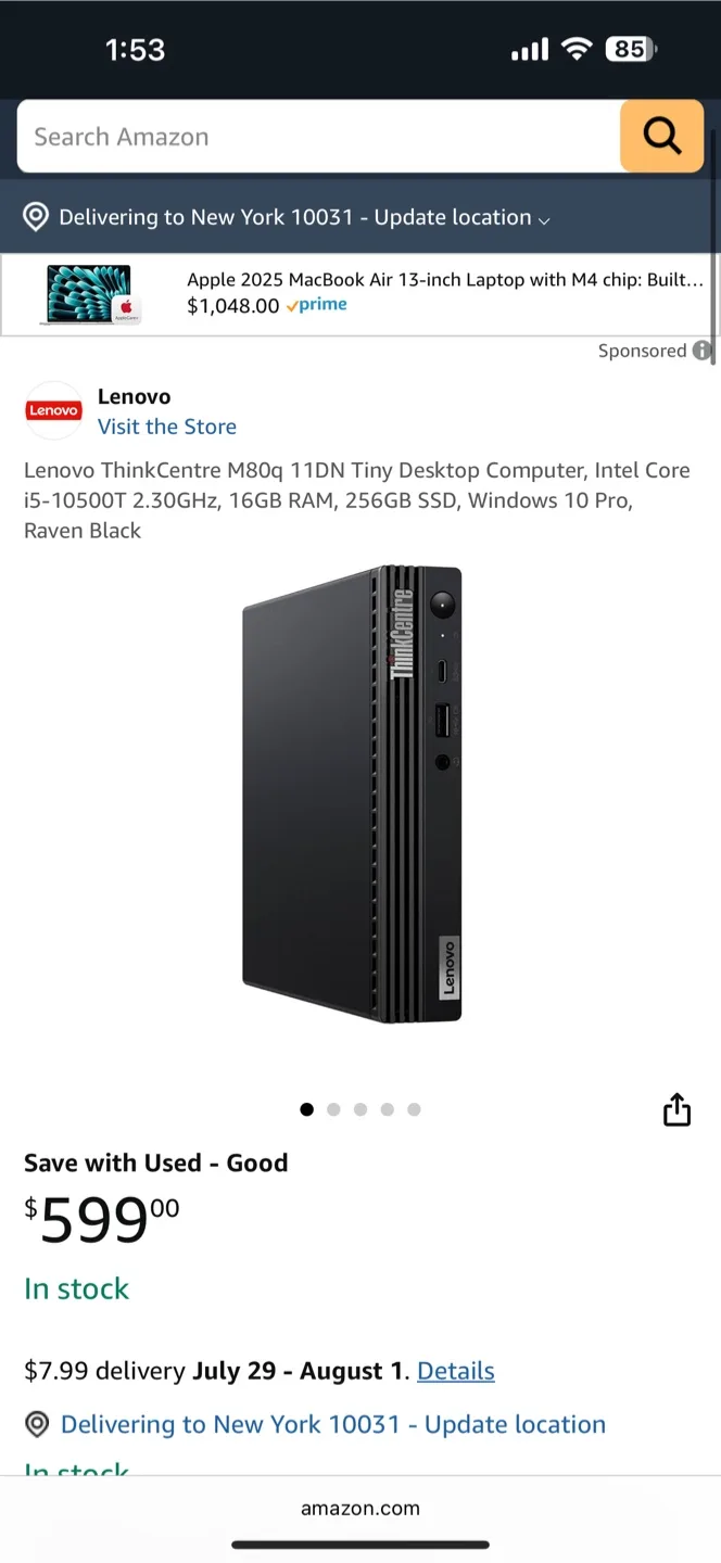 Lenovo ThinkCentre M80q 11DN Tiny Desktop PC