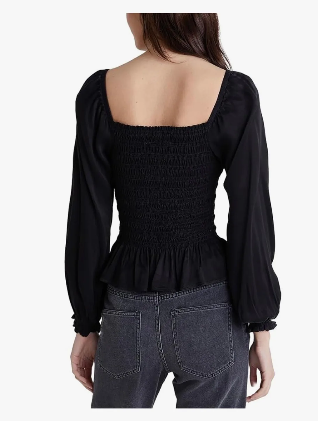 The Drop Black Smocked Top - Size XL image indicator(4)