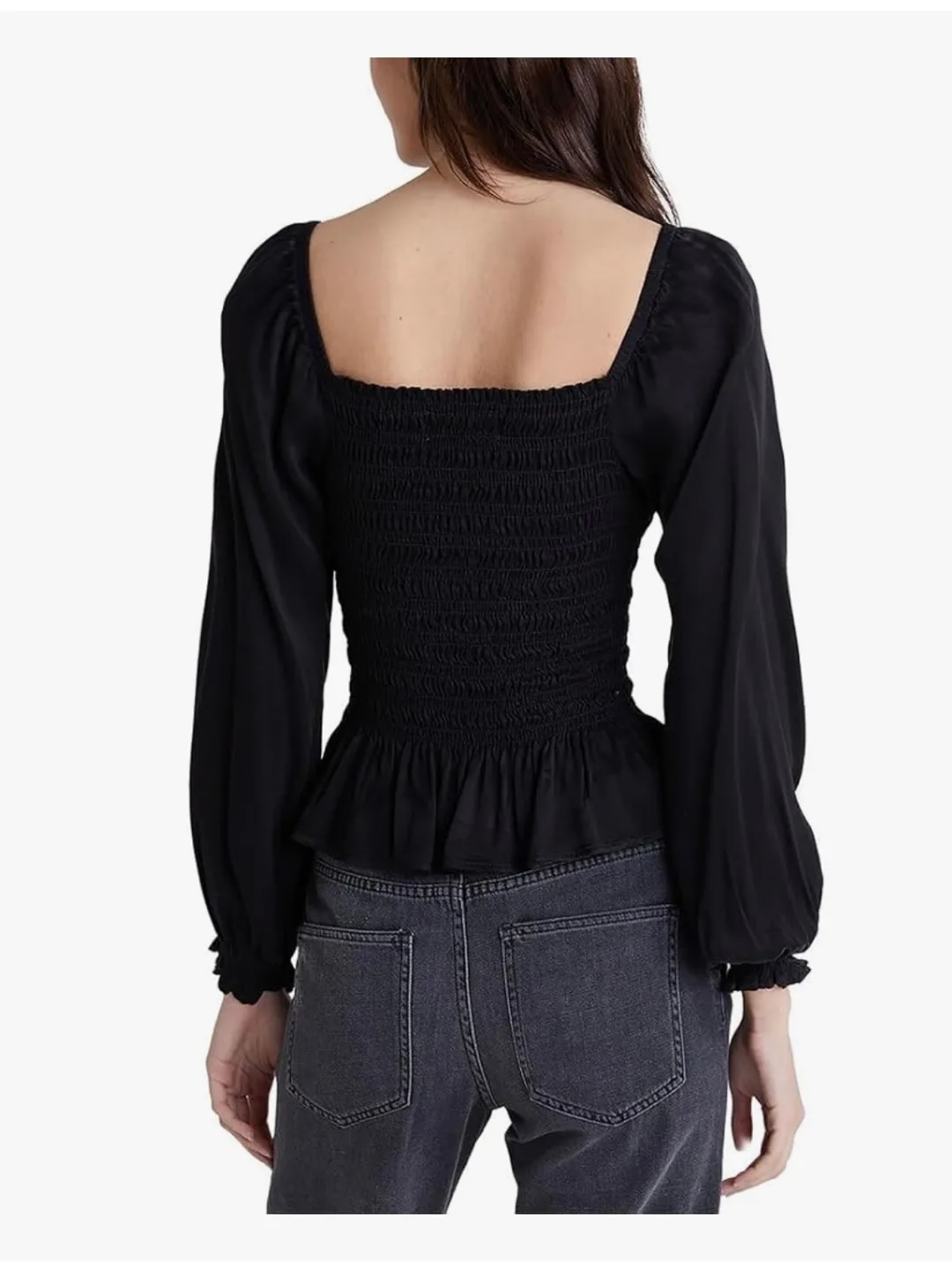 The Drop Black Smocked Top - Size XL image indicator(2)