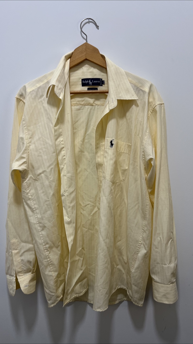 Ralph Lauren Yellow Striped Button-Down Shirt, Size 16-34