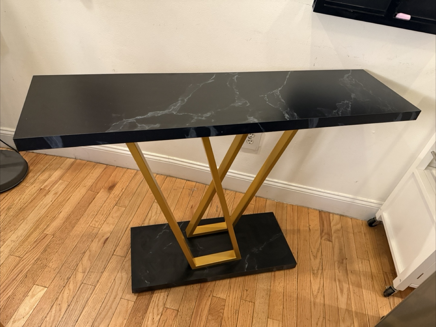 Black Marble & Gold Console Table - photo 2