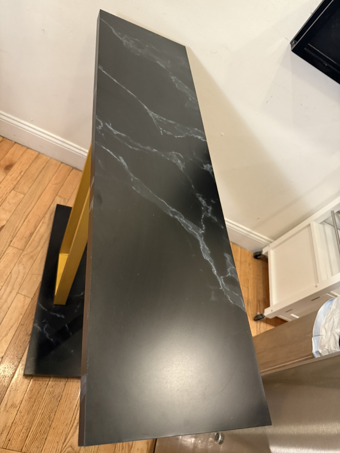 Black Marble & Gold Console Table - photo 4